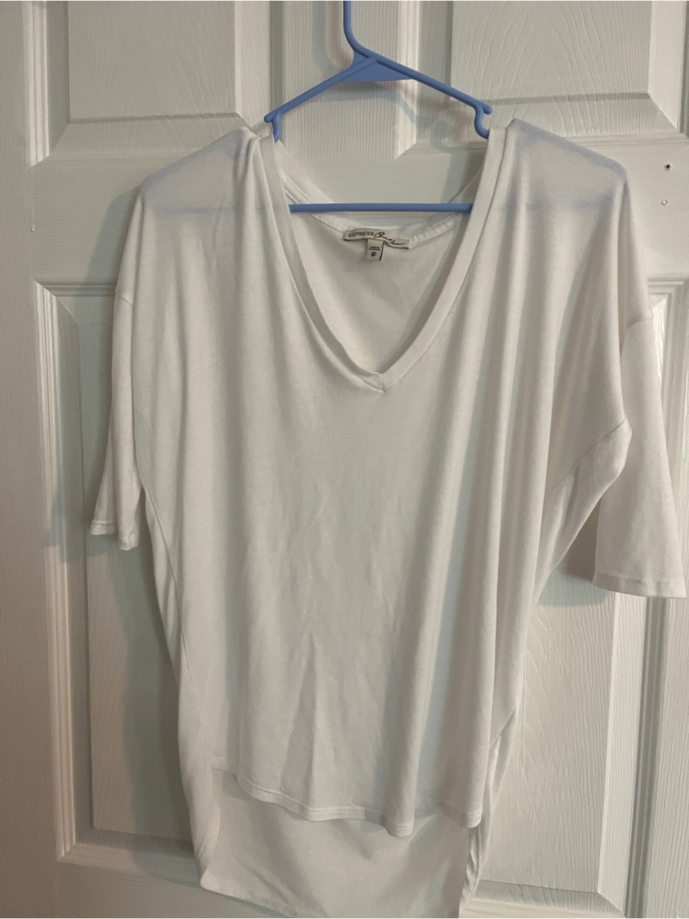 Express White V-Neck Short Sleeve Top
